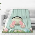 thumbnail image 1 of Fotbe White Bunny Bottom And Easter Eggs Manta de Franela Acolchonada con Estampado, Súper Suave y Esponjosa, Extra Grande para Sofá, Cama, Uso Todo el Año-80"x60", 1 of 7