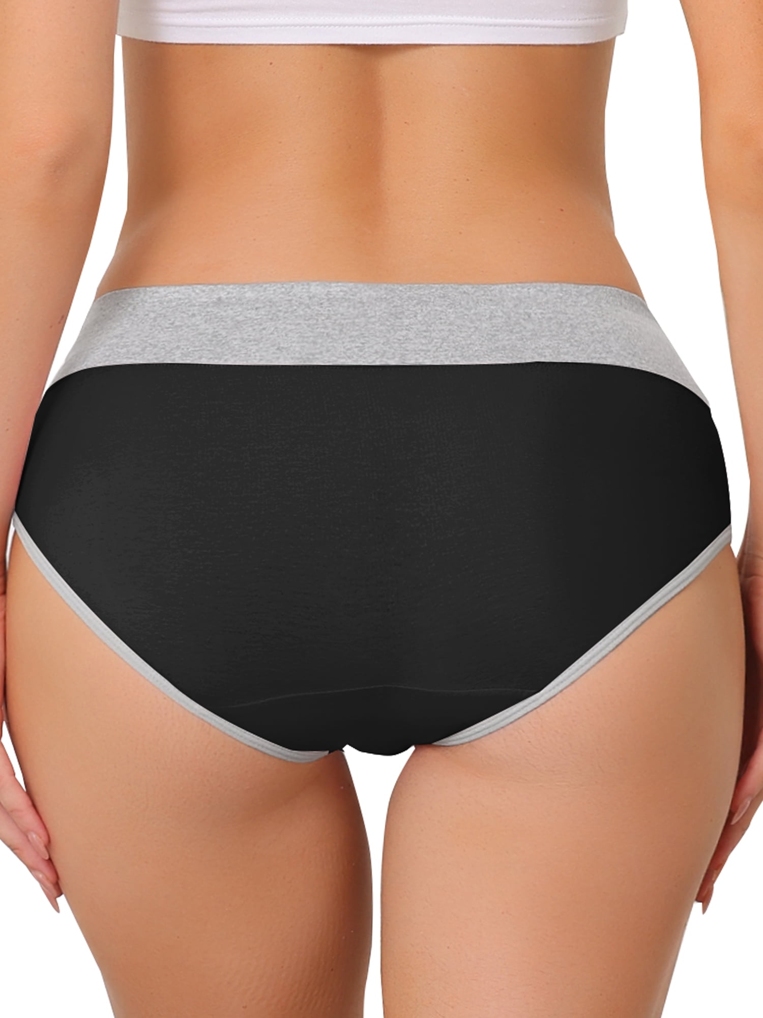 Unique Bargains Women's Plus Size 5 Packs Brief Stretchy Underwear Green, Black, Purple, Gray, Blue L
