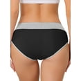 thumbnail image 3 of INSPIRAR CHIC Ropa interior de mujer de talla grande, paquete de 5, con cintura alta y elástica, en verde, negro, púrpura, gris y azul, 3 of 6