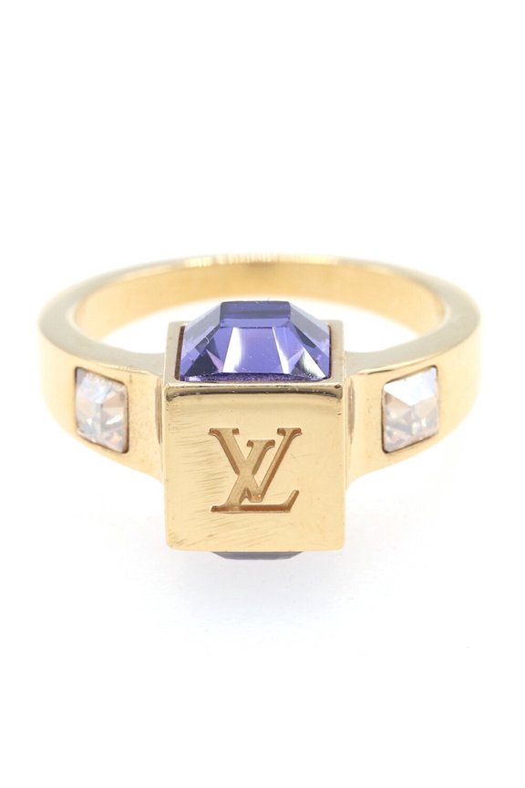 Pre-Owned Louis Vuitton Ring Berg Gamble M65099 Gold and Purple Metal Small Size LV Women's...