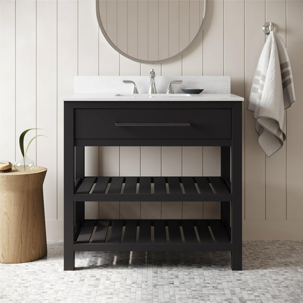 Dhp Camden 36 Bathroom Vanity Black With Dark Pewter Towel Rack Com Dhp Camden 36 Bathroom Vanity Black, Paulsen 36 Reclaimed Wood Single Sink Vanity