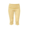 thumbnail image 7 of Women's Striped Capri Leggings Fold Over High Waist Tummy Control Workout Yoga Pants Split Hem Knee Length Soft Stretch Casual Pants Yellow, 7 of 7