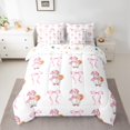 thumbnail image 2 of Homewish Merry Christmas Kid Bedding Comforter Set 7pcs, Pink Watercolor Bowknot King Bedding Sets, Kawaii Cartoon Snowman Reversible Bed Sheets, Lightweight Room Decor, 2 of 7