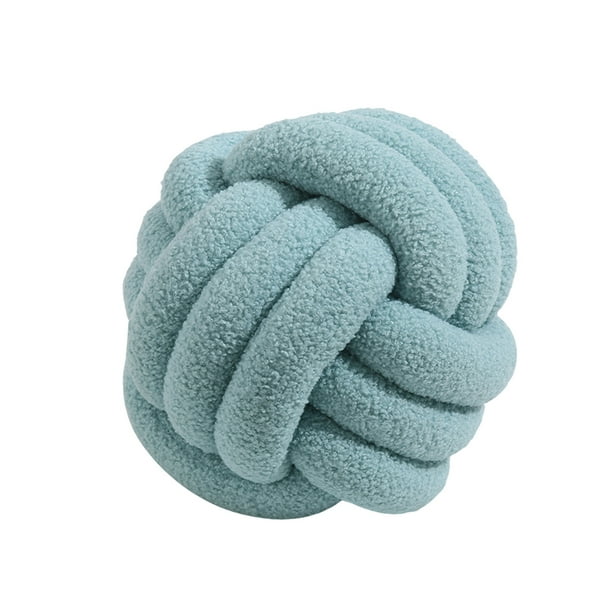 Cojín de terciopelo de cordero con forma de bola anudada, ultrasuave, decorativo, tejido a mano, para sofá o baño.