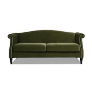 Elaine Camel Back Sofa Nailhead Accents, Olive Green