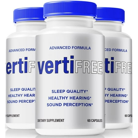 (3 Pack) Vertifree Capsules for Vertigo- Advanced Ear Support, Natural Formula to Promote Inner Ear Health, Tinnitus Supplement for Ringing, Official Auditory Pills, Verti Free (180 Capsules)