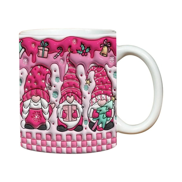 Pisexur Batería de cocina Taza navideña inflada con diseño de muñeco de nieve, taza de Papá Noel inflada de 15 oz y 11 oz. para la cocina del hogar