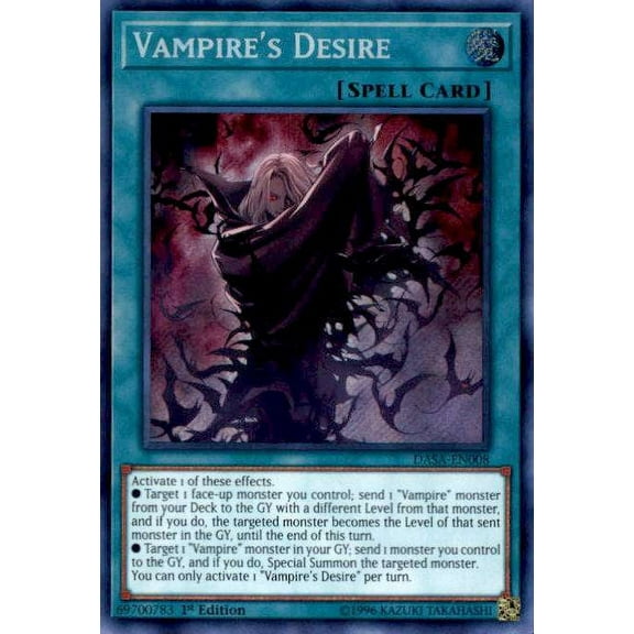 YuGiOh Dark Saviors Secret Rare Vampire Desire DASA-EN008