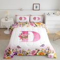 thumbnail image 2 of Erosebridal Letter Initial Bedding King Comforter Set,Monogrammed Personalized Bedding Sets King with Comforter,Flower Decor,Reversible,Super Cozy,3 Pieces, 2 of 8