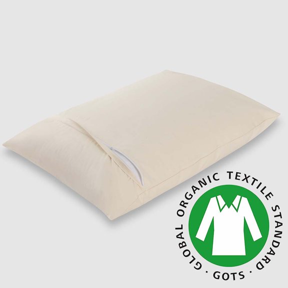 BARGOOSE AllergyCare Zippered Organic Cotton Pillow Protector Woven Allergen Barrier Zippered Pillow Protector King Natural