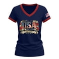 thumbnail image 4 of YVNAURA America 250 Vintage Patriotic V Neck T Shirt for Women 1776-2026 Faded Flag Graphic Tee Semiquincentennial Limited Edition Keepsake Top for 4th of July Daily Streetwear, Dark Blue, S, 4 of 7