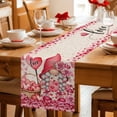 thumbnail image 5 of Valentine's Day Table Runner - 72 Inch Long Pink Gnomes Love Roses Sweet Beige Cotton and Linen Blended Dress Scarves Farmhouse Table Runner for Kitchen Dining, Coffee Table, 13" x 72", 5 of 8
