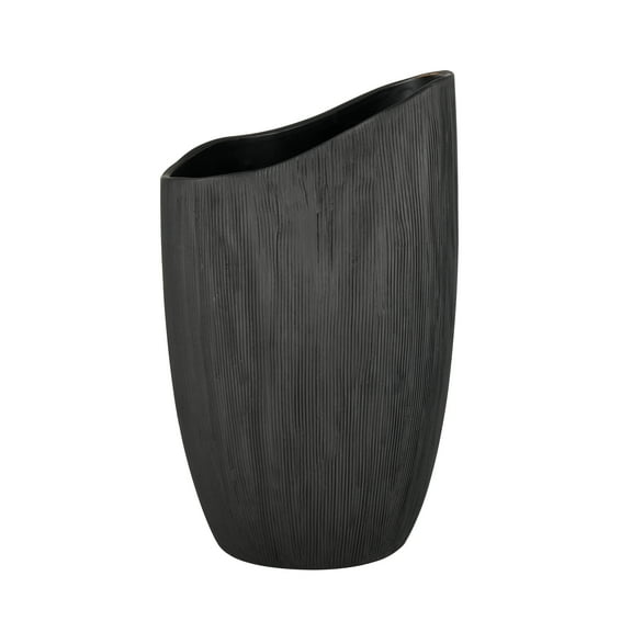 Elk Home Scribing Contemporary Vase in Black Finish