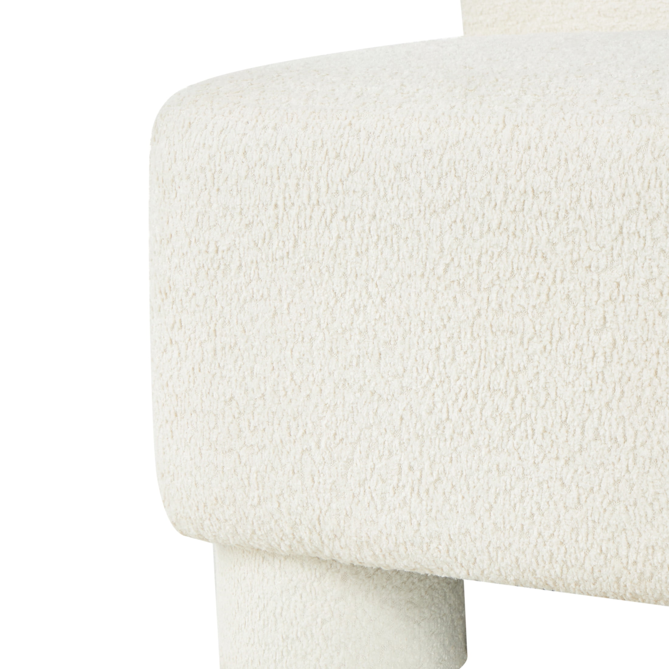 DecMode Polyester Square Boucle Lounge Chair, White