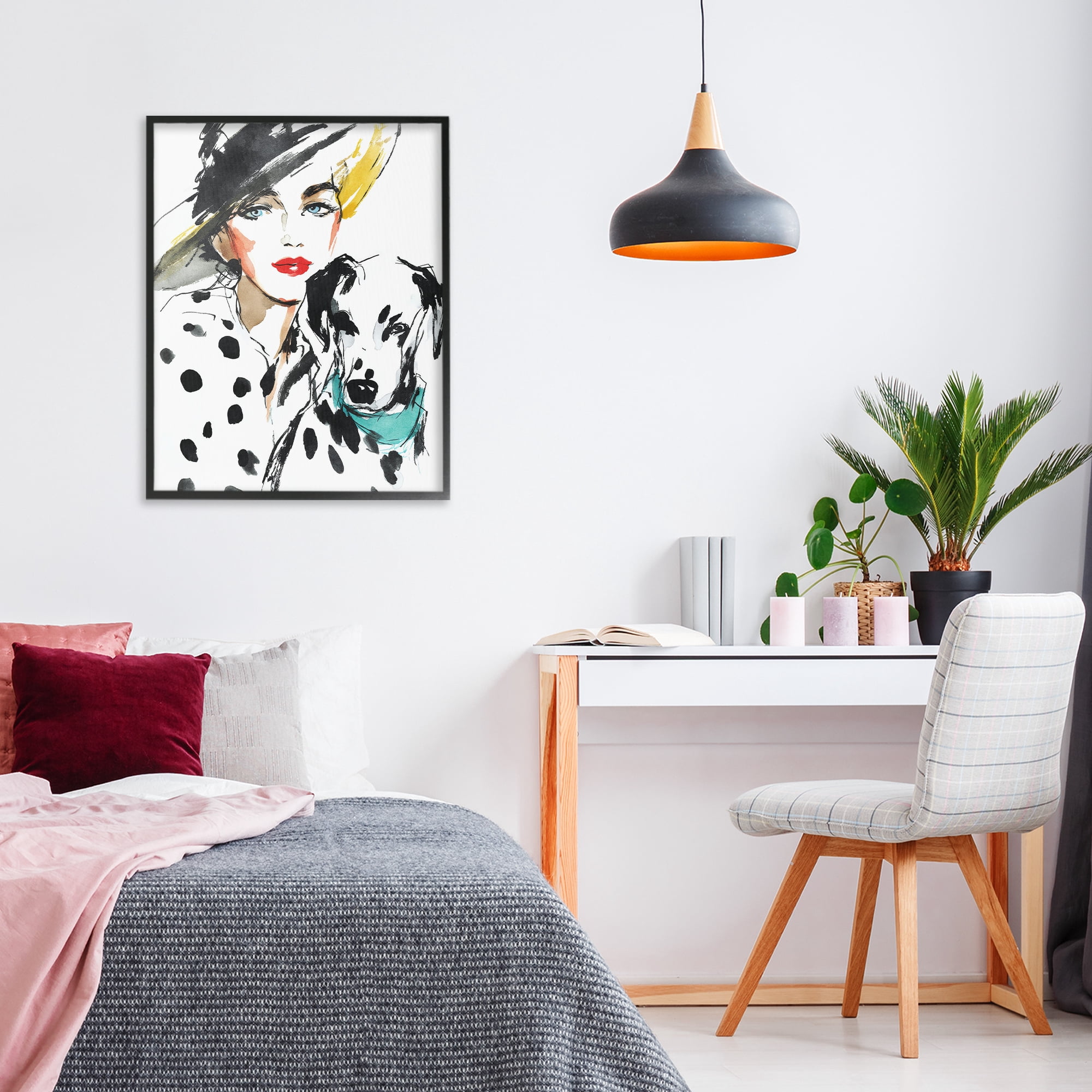 Stupell Industries Trendy Dalmatian Muse Black Framed Giclee Art, design by Svetlana Aleynikova