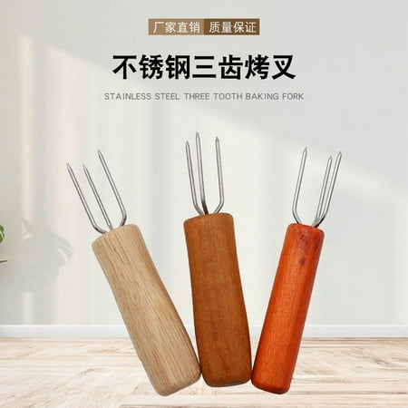 

6PCS Corn Holders Stainless Steel Corn Holders with Wooden Handle Skewers Corn Forks