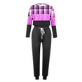thumbnail image 5 of FAIWAD Women's Sweatsuit Set 2 Piece Long Sleeve Pullover Top and Drawstring Sweatpants Sport Plaid Print Sets, 5 of 5