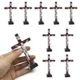thumbnail image 2 of HEMLBOYW 10pcs Ornament Tabletop Ornaments Standing Crucifix Decoration Churches Wood with Stand Crafts, 2 of 6
