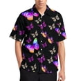 thumbnail image 4 of Camisas de verano para hombre, blusas con estampado de mariposas en 3D, camisas informales de manga corta de gran tamaño para playa, camisas holgadas con botones para hombre, 4 of 5