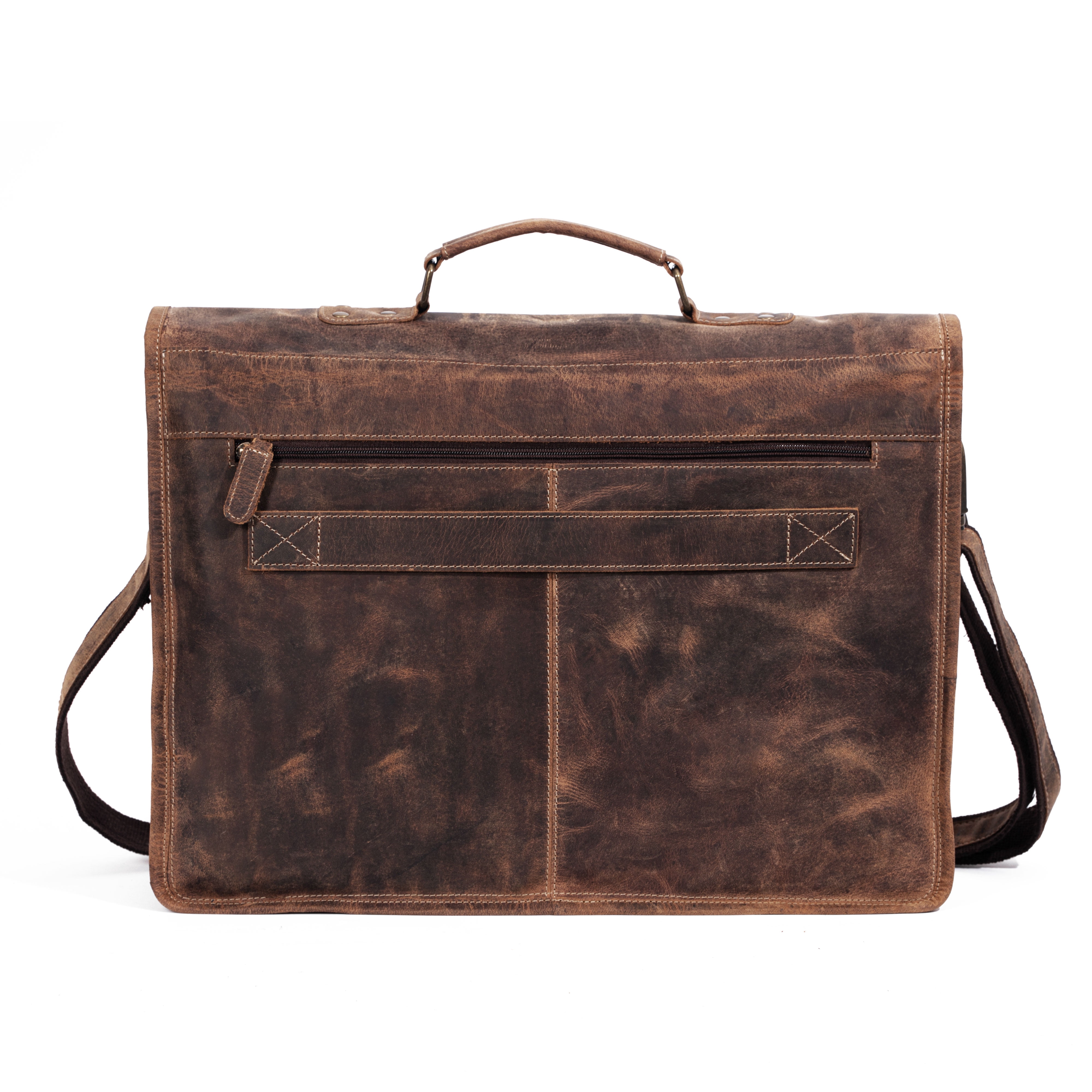 18-Inch Leather Laptop Messenger Bag for Men & Women – Vintage Office Briefcase Satchel with Shoulder Strap for Work & Travel