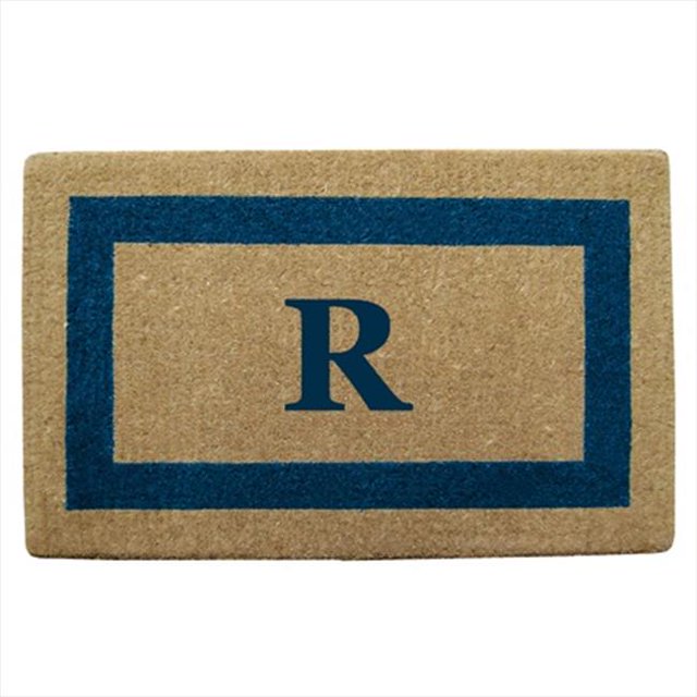 Nedia Home 02029R Single Picture - Blue Frame 22 x 36 In. Heavy Duty Coir Doormat - Monogrammed R