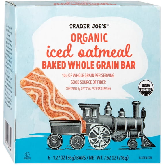 Trader Joe's Organic Iced Oatmeal Baked Whole Grain Bar, Gluten Free, 6 Count, 7.62 Oz