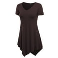 thumbnail image 2 of Made by Johnny Women's V-Neck Asymmetrical Tunic Top XL BROWN, 2 of 6