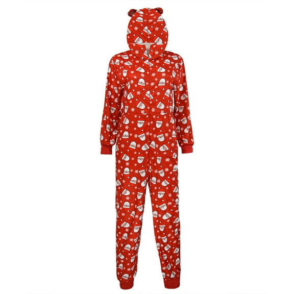Gcvizuso Christmas Hats, Santa Hat, Christmas Jumpsuit, Novelty Christmas Print Long Sleeved Romper, Funny an integral whole Pajamas With Zipper
