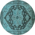 thumbnail image 1 of Ahgly Company Indoor Round Oriental Light Blue Industrial Area Rugs, 3' Round, 1 of 4