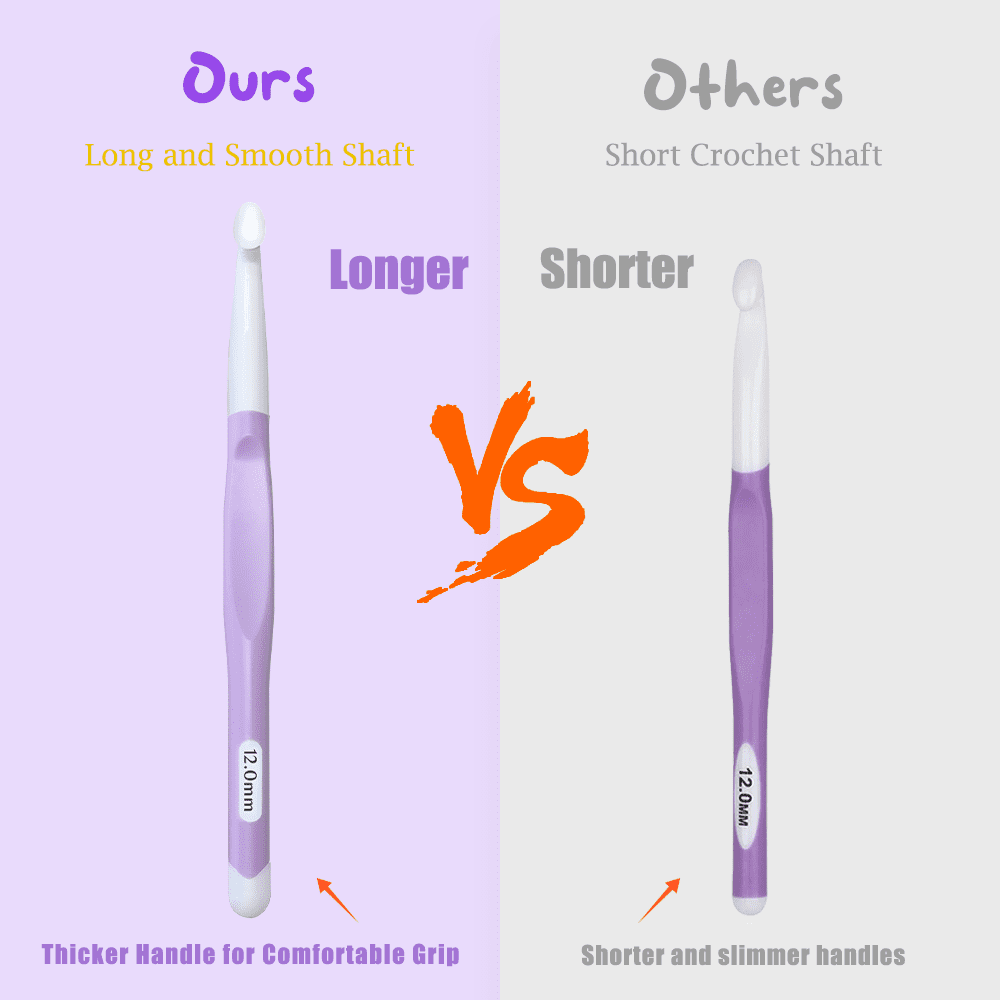 Large Crochet Hooks 8.0mm 10.0mm 12.0mm 15.0mm 20.0mm,Big Crochet Hooks,Yarn Needles with Ergonomic Handle