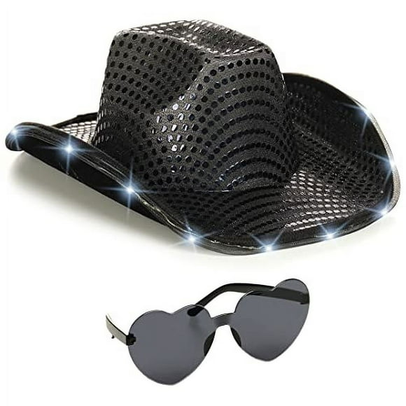 Sombrero de Vaquera Espacial Divertido Funcredible con Luces Negras para Disfraz de Halloween
