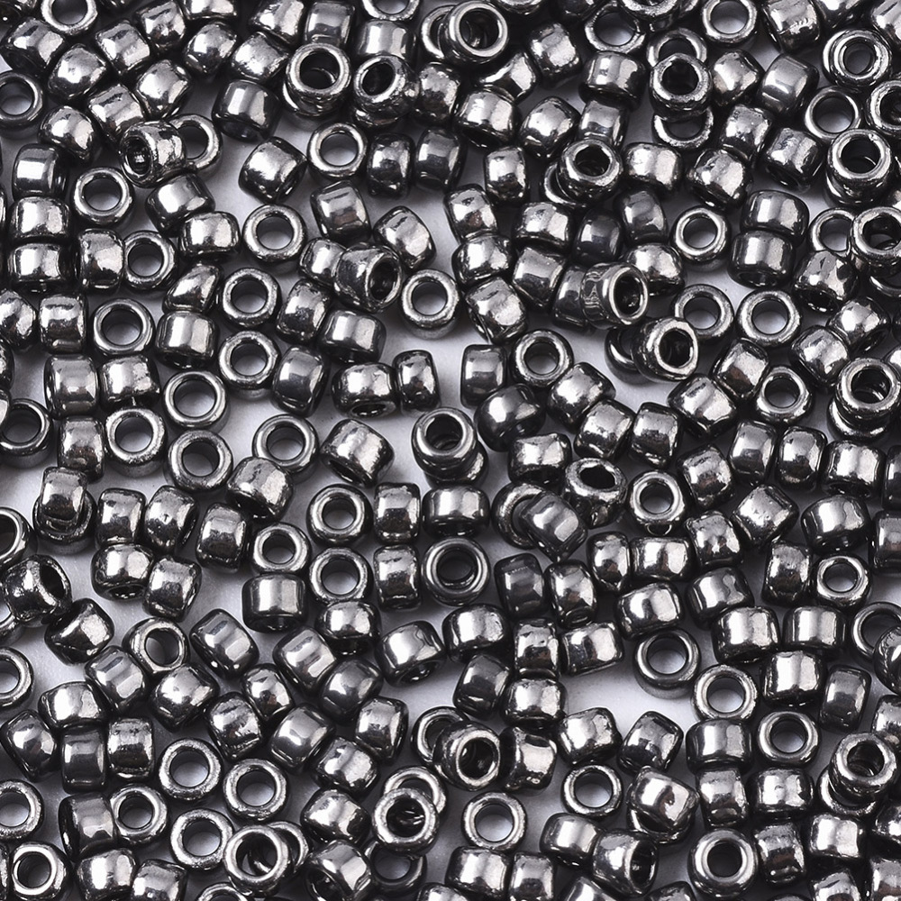 1 bag Electroplate Glass Seed Beads Fit for Machine Eembroidery Metallic Colours Round Black Plated 2.5x1.5mm Hole: 1mm 20000pcs/bag