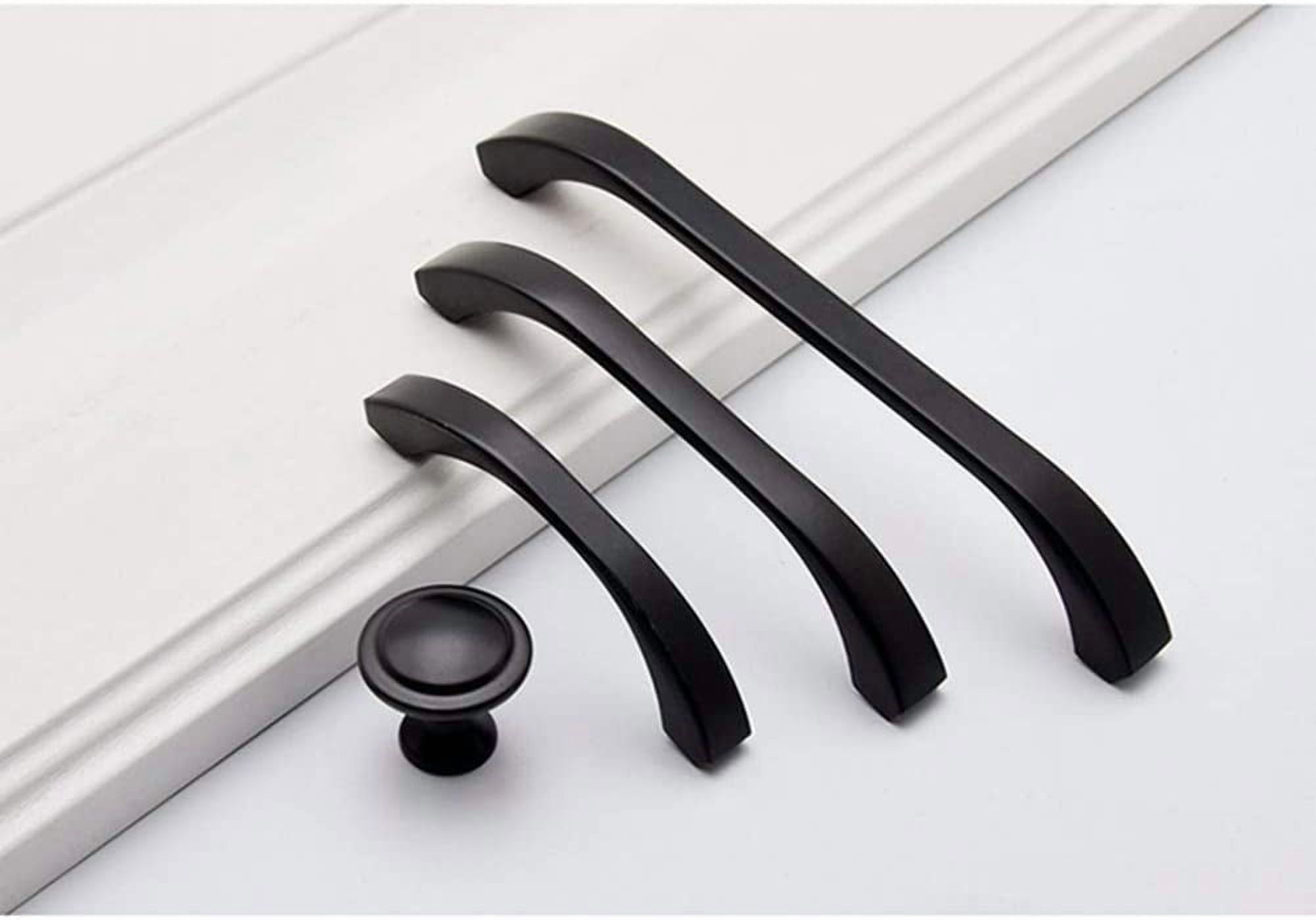 Txinmin Home Black Cabinet Handles 10 pack Kitchen Cabinet Pulls 2-1/2" Hole Centers Euro Style Drawer Hardware