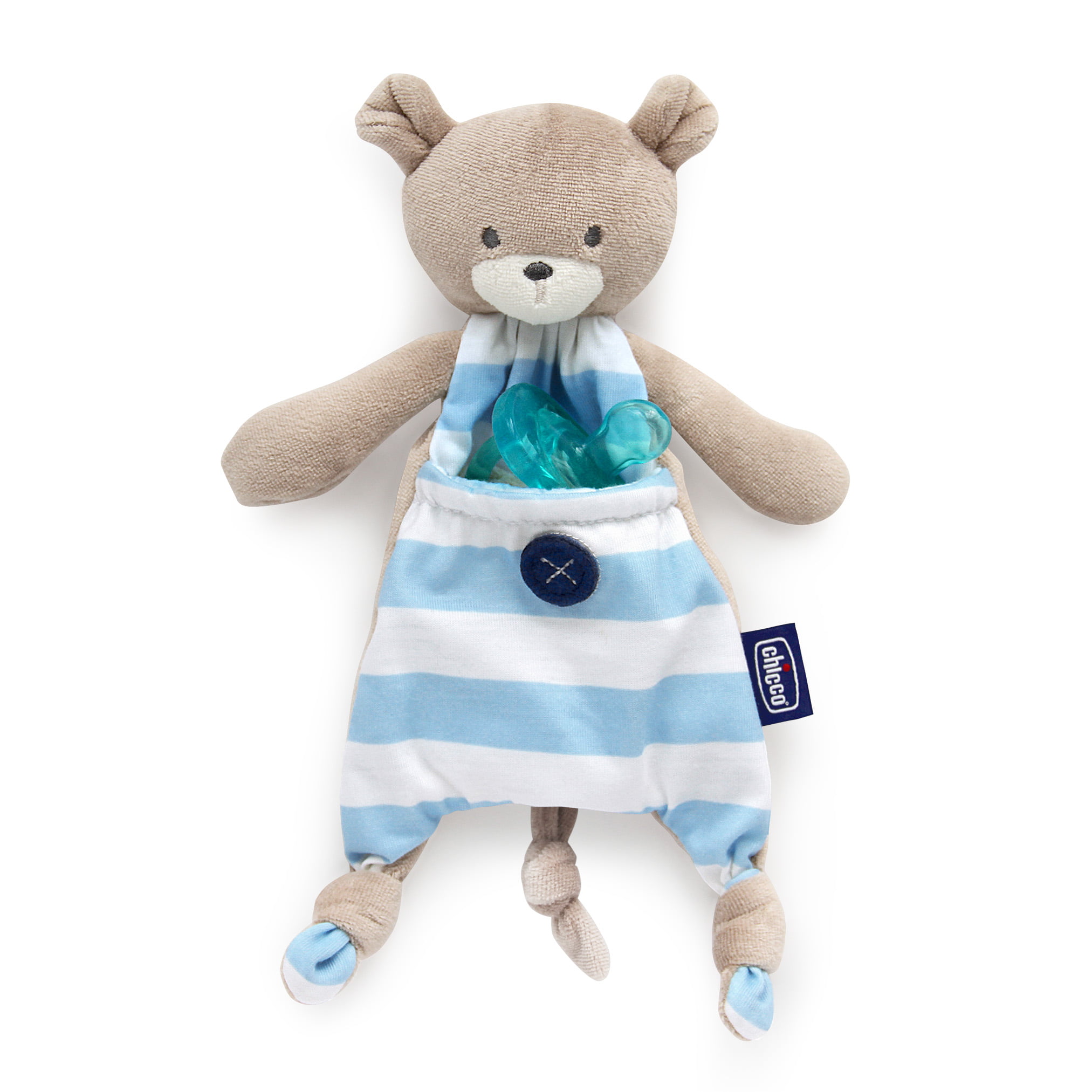 Chicco Pocket Buddies Soft Pacifier Lovey, Blue Bear 