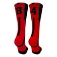 thumbnail image 1 of Player Id Black/Red Number Crew Socks (#84, Small) - #84,Small, 1 of 2