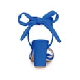 thumbnail image 3 of BLISSFUL STEP Women's Sandals Ankle Tie Back Open Toe Block Heels Deep Blue 12, 3 of 8