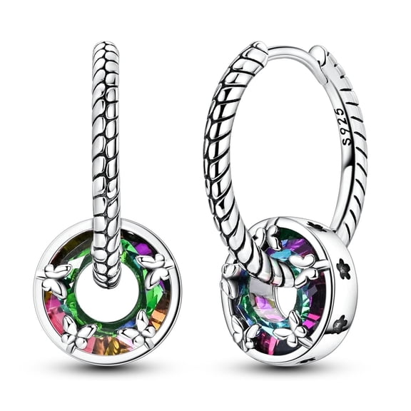 NARMO 925 Sterling Silver Butterfly Circle Snake Bone Hoop Earrings 5A Zircon for Women Jewelry Making