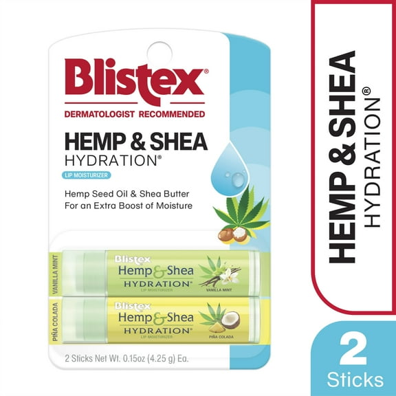 Blistex Hemp & Shea Hydration Lip Balm – With Hemp Seed Oil & Shea Butter – 2 count, 0.15oz Each