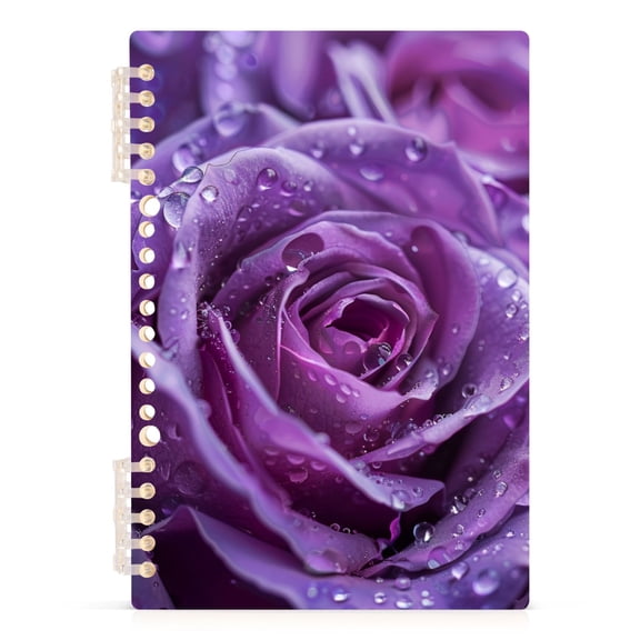 Purple Rose Flowers Spiral Journal Notebook College Ruled Notebook 8.3" x 5.7" A5 Lined Thick Paper Page