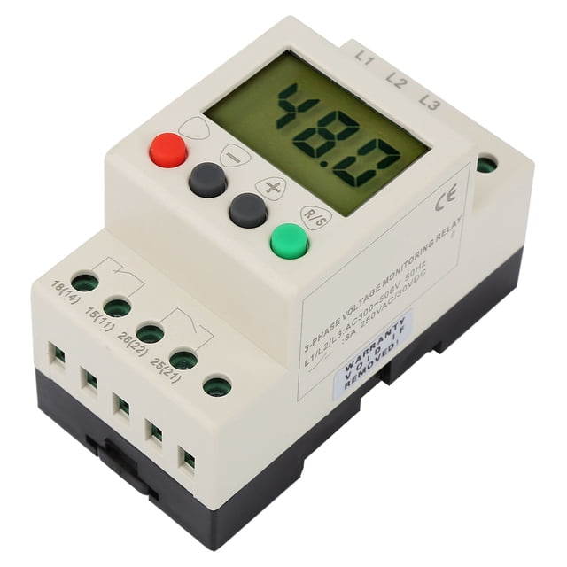 Relé protector de voltaje de secuencia trifásica de 380 V CA, 50 Hz, con pantalla digital