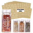 thumbnail image 2 of SWOMMOLY 25 Glass Spice Jars with 713 Spice Labels, Chalk Marker and Funnel Complete Set. 25 Square Glass Jars 4OZ, Airtight Cap, Pour/sift Shaker Lid, 2 of 5