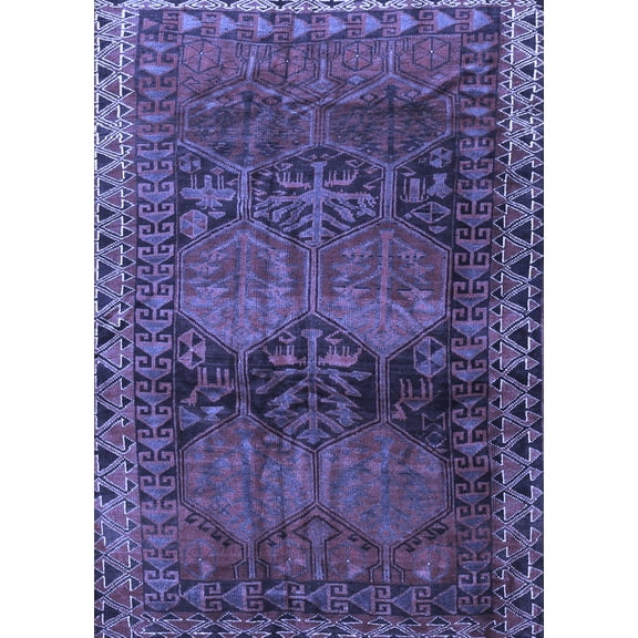 Ahgly Company Indoor Rectangle Persian Blue Traditional Area Rugs, 5' x 7'