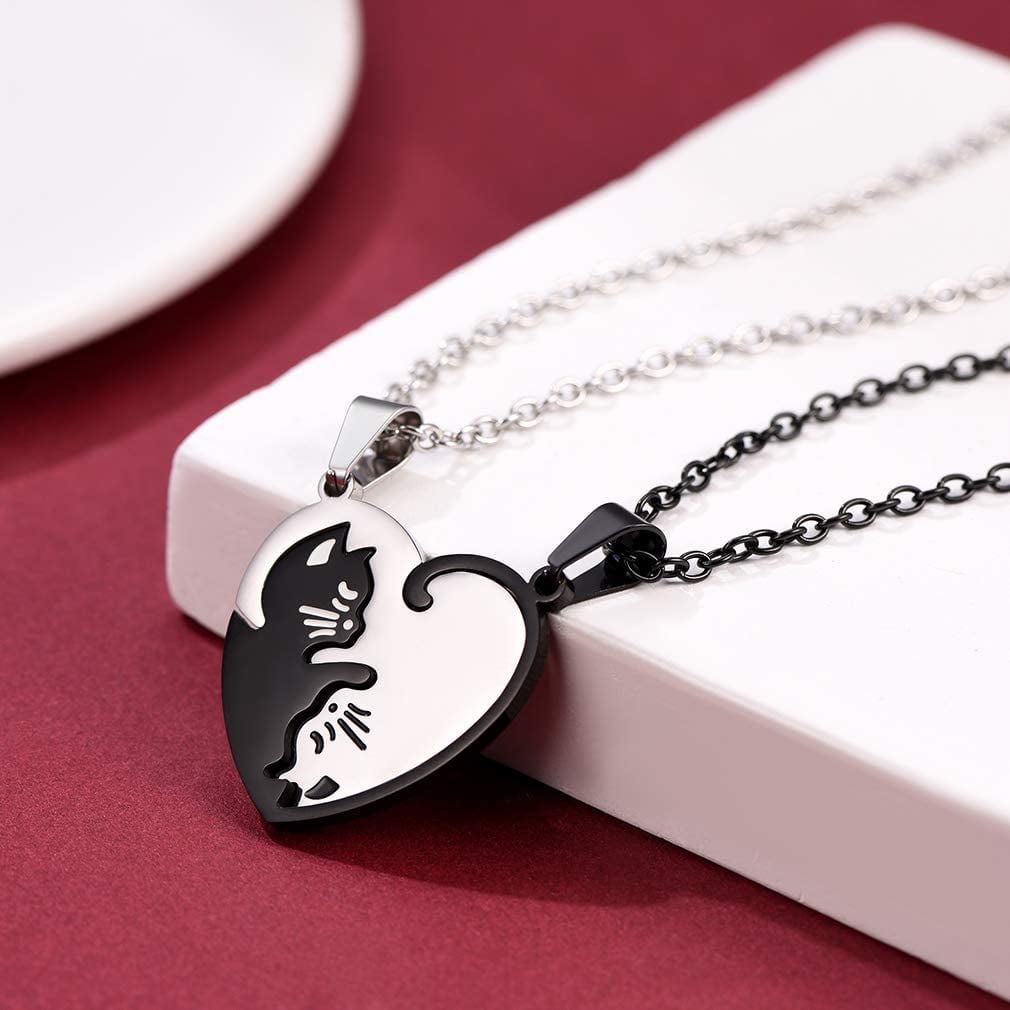 Cliperry 2Pcs Women Men Matching Cat Pendant Necklaces Stainless Steel Couple  Necklace Jewelry : Amazon.in: Jewellery