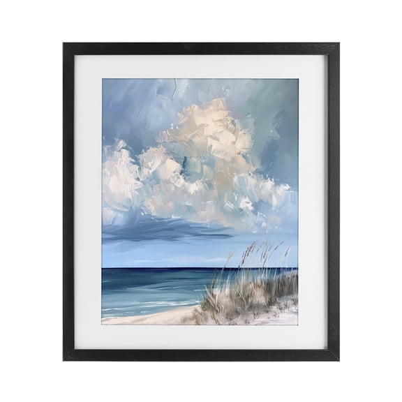 Stupell Industries A Storm Is Coming on Beach Black Framed Print Under Glass, design by Petal Prints Design