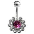 thumbnail image 1 of Anneau de Nombril Fleur Chirurgicale en Acier avec CZ Design, 1 of 8
