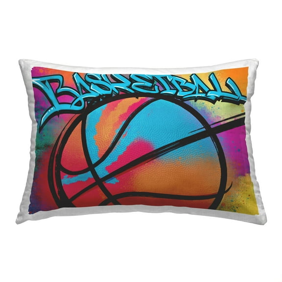 Stupell Industries Basketball Sports Graffiti Decorative Printed Throw Pillow, 14 x 20
