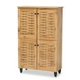 thumbnail image 2 of Baxton Studio Winda Modern and Contemporary Oak Brown Finished Wood 4-Door Shoe Storage Cabinet, 2 of 10