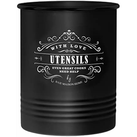 Large Countertop Utensil Holder - Farmhouse Kitchen Tools Storage Organizer - Black Cooking Utensil Caddy Jar Spatula Holder$$Home Decor, Kitchen, & Other