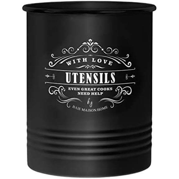 Large Countertop Utensil Holder - Farmhouse Kitchen Tools Storage Organizer - Black Cooking Utensil Caddy Jar Spatula Holder$$Home Decor, Kitchen, & Other