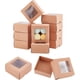 thumbnail image 1 of 12 cajas de cartón kraft marrón con ventana transparente, cajas cuadradas de 10 x 10 x 5 cm (3,94 x 3,94 x 1,97 pulgadas), ideales para regalos de boda, joyería y otros artículos., 1 of 9